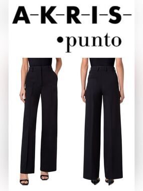 Akris punto Chiaro Jersey Straight Leg Pants Black Heavyweight Stretch Trousers